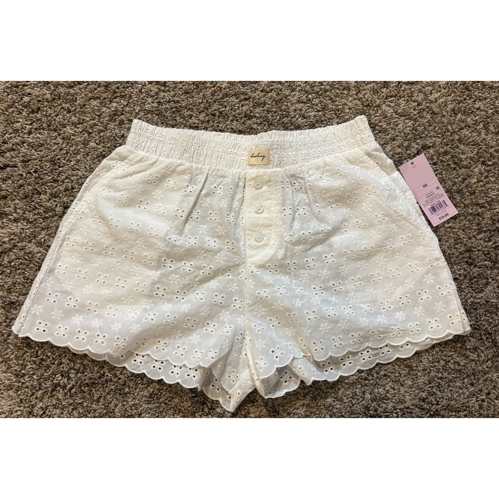 NWT Wild Fable White Eyelet Shorts Pull On Boxer Style Women’s Size XS